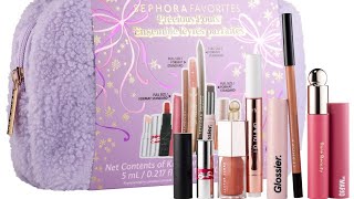 New ​⁠Sephora Precious Pouts lip set holiday 2024 haul and unboxing tryons [upl. by Mun]