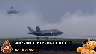 SPECTACULAR F35 SHORT TAKE OFF IN EMOTIONAL STORMY CONDITIONS • RAF F35B 207 OCU RAF MARHAM [upl. by Caresa]