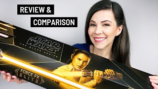 Hasbros Rey Force FX Elite Lightsaber REVIEW amp Legacy Lightsaber Comparison [upl. by Maurie]