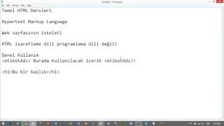 Web Tasarımı Dersleri  HTML  Ders1 HTML Nedir [upl. by Oys]