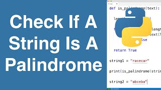 Check If A String Is A Palindrome  Python Example [upl. by Venditti]