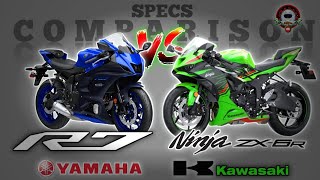 YAMAHA R7 vs KAWASAKI NINJA ZX6R SPECS COMPARISON [upl. by Dwinnell233]