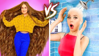 LONG HAIR VS SHORT HAIR PROBLEMS  Crazy Hair Hacks and Relatable Situations [upl. by Wolliw]