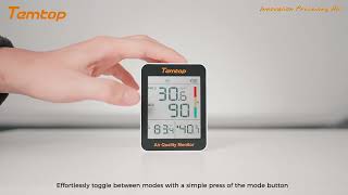 Temtop S1 Indoor Air Quality Meter Temperature and Humidity AQI PM25 Monitor with Accurate Sensor [upl. by Chavaree185]