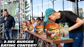 GIGA BURGER EATING CONTEST REAL EATING SPEED  BURGER DAY 2022  PRIZES WORTH 2000 CZK [upl. by Entruoc]