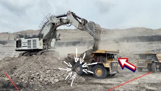 Liebherr 9350 loading komatsu 785 amp caterpillar dumper 777 [upl. by Selij]