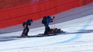 Ski Alpin Again crashes and injuries in the Womens Downhill II in Cortina DAmpezzo 2024 [upl. by Ocicnarf]