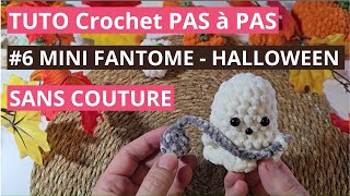 6TUTO CROCHET DROITIER  MINI FANTÔME avec Chaîne et boulet en Laine Chenille  HALLOWEEN [upl. by Og716]