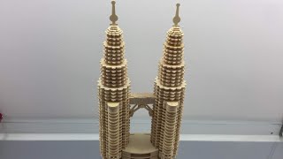 DIY Woodcraft Construction Kit Twin Tower of Malaysia [upl. by Ahsima]