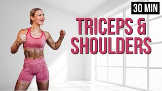 ⚡️ 30 Min TRICEPS amp SHOULDERS Workout with Dumbbells  Reverse Pyramids Upper Body Push [upl. by Annaert]