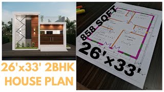 26×33 2Bhk House Plan  26×33 2bhk Ghar Ka Naksha  SAK ARCHITECTURE AND CIVIL DRAUGHTSMANSHIP [upl. by Ashbey965]