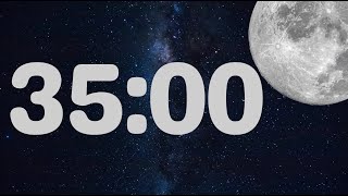 35 Minute Timer with Calm Piano Music  Fun Moon Timer with Music for Classroom  Piano Alarm at End [upl. by Fonseca140]