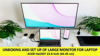 DUAL MONITOR FOR LAPTOP  DETAILED UNBOXING  ACER Ha240Y 238 Inch 6045 cm LCD MONITOR  SET UP [upl. by Ikkaj]