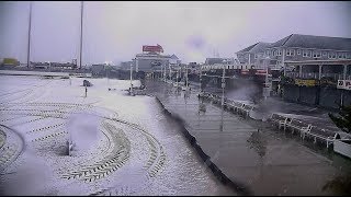 OCEAN CITY MARYLAND BOARDWALK SPRING SNOWFALL [upl. by Nwahsd755]