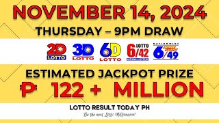 Lotto Result Today 9pm Draw November 14 2024 Swertres Ez2 Pcso  LRT PH [upl. by Qifar]