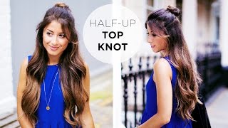 Half Up Top Knot Hairstyle Tutorial [upl. by Ahsiemat27]