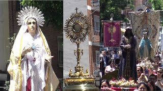 Procesiones en Madrid 2024 Corpus Christi de la Parroquia de San Diego Puente de Vallecas [upl. by Suinuj]