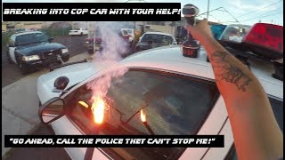 1000 Degree Drill Breaking into Cop Car Ford Crown Victoria police [upl. by Llenrahs]