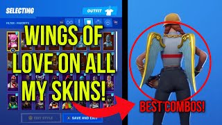 NEW FORTNITE STONEHEART SKIN ALL MY SKINS SHOWCASED WITH THE WINGS OF LOVE BACKBLING BEST COMBOS [upl. by Teador885]