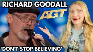 Vocal Coach Reacts RICHARD GOODALL Golden Buzzer AGT Audition Dont Stop Believing Analysis [upl. by Aratal]