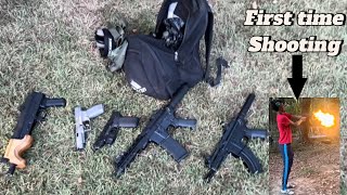 His First Time Shooting A Gun😱 AR Pistol Draco And More [upl. by Yerok]