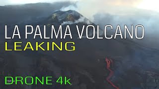 La Palma Volcano leaking through lava tubes 4K Drone 60 FPS 041221 [upl. by Eytak]