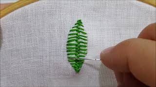 Foglia a punto croce greco  Tutorial ricamo a mano Greek Cross Stitch Leaf  Hand Embroidery [upl. by Ahserak]