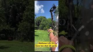 Mathews Lift 33 Slowmo shot 25 yards mathewsarchery archery bowhunting bowseason elkseason uv [upl. by Ahseyk77]