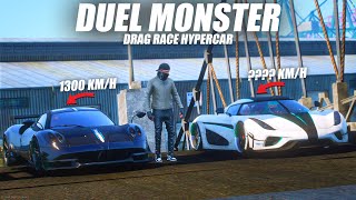 PAGANI HUAYRA 1300KMH DITANTANG KOENIGSEGG REGERA  DRAG RACE HYPERCAR DI GTA 5 ROLEPLAY [upl. by Myo982]