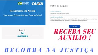 AUXILIO CANCELADO BLOQUEADO EM AVALIAÇÃO  COMO CONTESTAR VIA TRF [upl. by Whitebook]