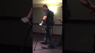 Demo The Ekso GT a robotic exoskeleton for paraplegics and stroke patients [upl. by Eigram]