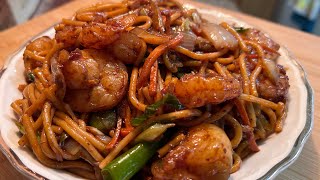 BUDGET FRIENDLY CHINESE SHRIMP LO MEIN chinesebuffet [upl. by Odlanar]