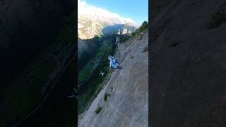 base jumping in Lauterbrunnen 🇨🇭🏔️ adrenaline mountains nature flying mountain swiss crazy [upl. by Skelton]