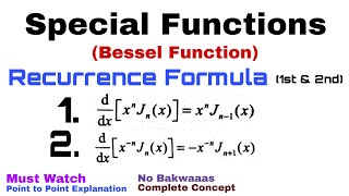 12 Recurrence Formulae1 and 2  Bessel Function  Complete Concept [upl. by Gertrud]