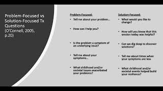 Problemfocused vs Solutionfocused Therapy Questions [upl. by Darsie]