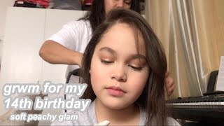 GRWM For My 14th Birthday soft peachy glam [upl. by Rebm]