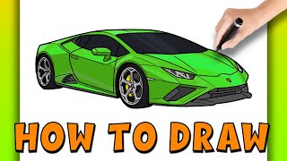 LAMBORGHINI HURACAN EVO Step by Step Drawing Tutorial [upl. by Xavier]