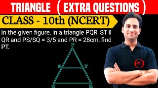 In the given fig in a triangle PQR ST  QR and PSSQ  35 and PR  28 cm find PT [upl. by Fritze817]