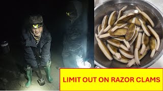 Limit Out On HUGE Razor Clams Catch and Cook [upl. by Notsek557]