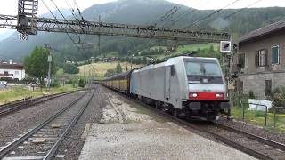 E186 RAILPOOL CON CARRI PER AUTO CHIUSI TRANSITA A COLLE ISARCO BZ MART 3  7  2018 [upl. by Bloxberg]