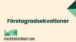 Förstagradsekvationer [upl. by Franklyn]