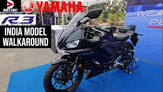 2024 Yamaha R3 Black Walkaround Review  India Spec Model [upl. by Atirres438]