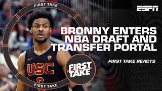 🚨 Bronny James DECLARES for NBA DRAFT amp ENTERS TRANSFER PORTAL 🚨 Stephen A REACTS  First Take [upl. by Arten]