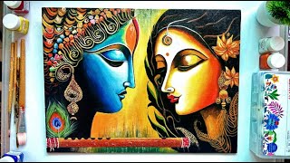 Krishna painting step by step  acrylic painting on canvas  abstract painting abstractart [upl. by Latsirhc]