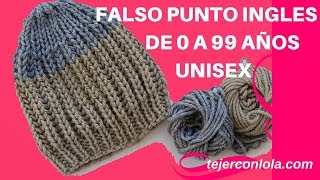 GORRO BÁSICO 🧶 de 0 a 99 años  UNISEX  FALSO PUNTO INGLÉS [upl. by Schouten481]