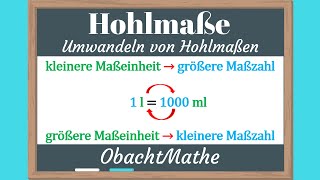 Umwandeln von Hohlmaßen Liter  Hektoliter  Milliliter  ganz einfach erklärt  ObachtMathe [upl. by Aleka]