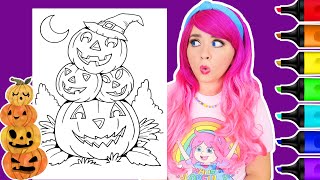 Coloring Halloween Pumpkins Stack JackoLanterns Coloring Page  Ohuhu Art Markers [upl. by Tristas883]