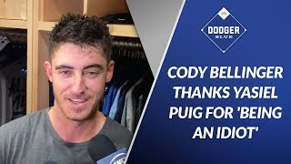 Dodgers Cody Bellinger Thanks Yasiel Puig For Being An Idiot [upl. by Arrej]