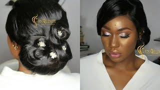 How To bridal Hair Updo and Makeup  Nigeria Wedding Makeup  Acne Covering Sponsored by Hairspells [upl. by Dulla]