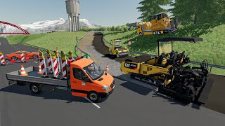 Construction dune bretelle de sortie dautoroute en enrobé  Farming Simulator 22 paysagiste [upl. by Ahsert956]